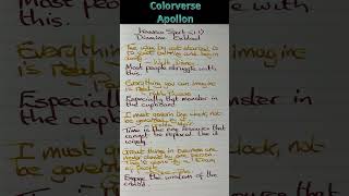 Writing Mon 25 May Just Turnings Enceladus and Colorverse Apollon #shorts