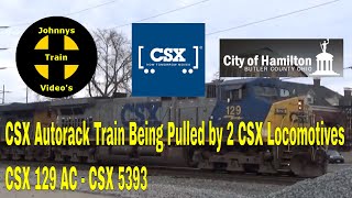 CSX Autorack Train Being Pulled by 2 CSX Locomotives