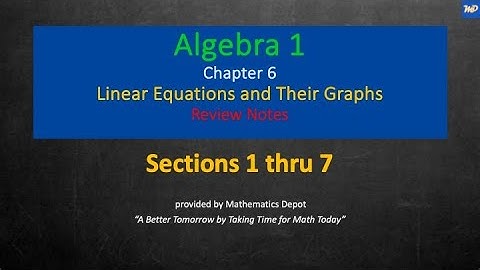 Algebra 1 Chapter 6 Overview  - Linear Equations and Their Graphs