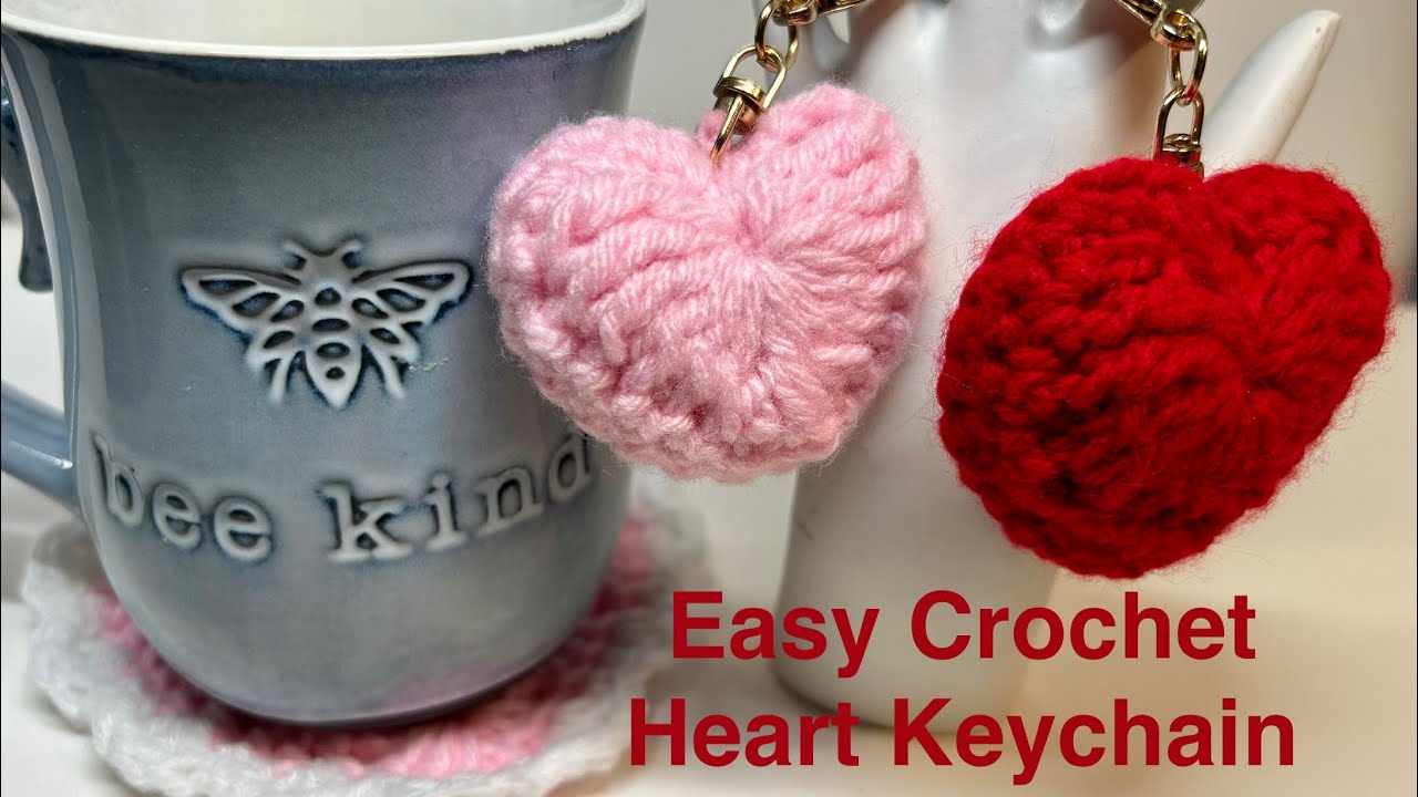 Easy Crochet Heart Keychain ❤️ How to crochet a Heart Keychain Tutorial ❤️ For Beginners