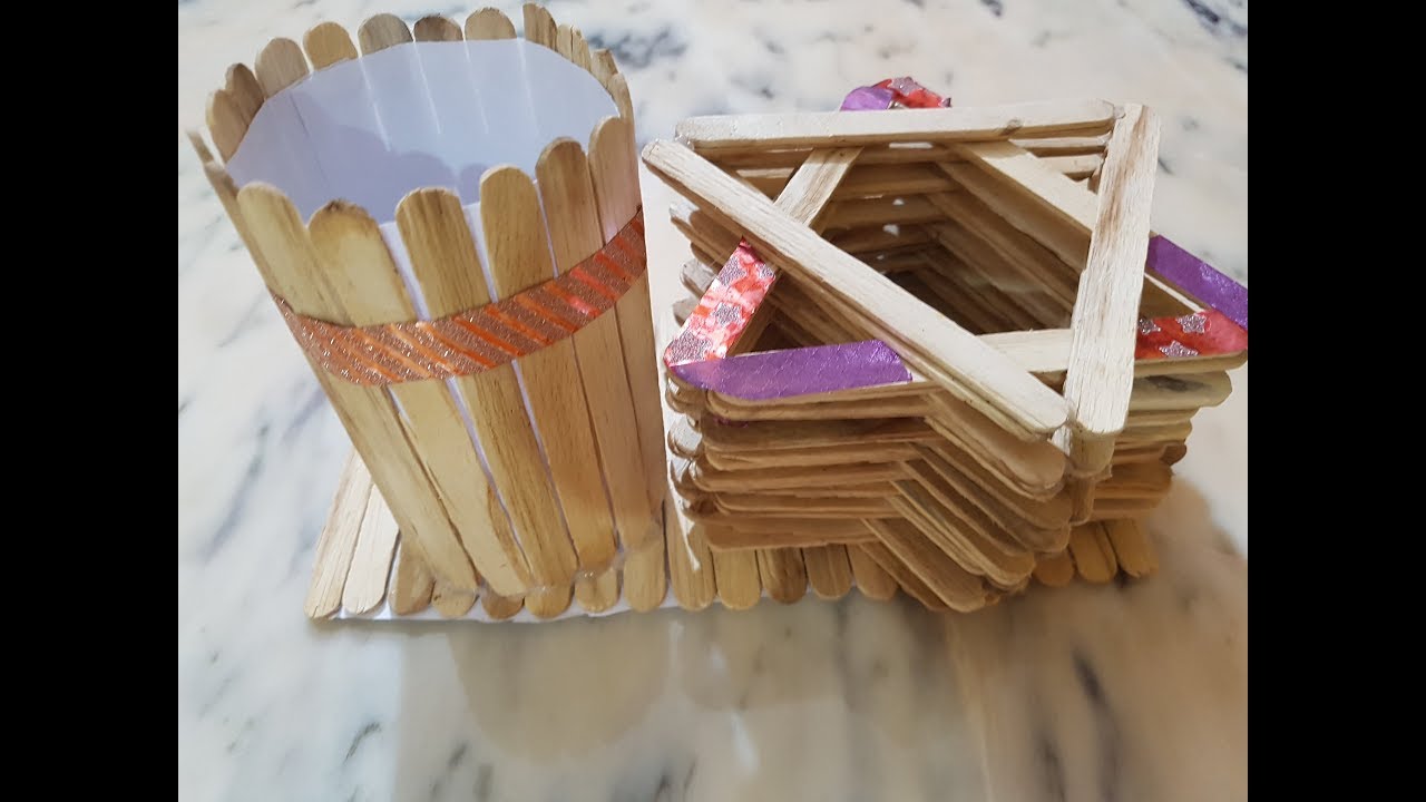 How to make pencil case with icecream sticksDIY Ice Cream Stick Pen