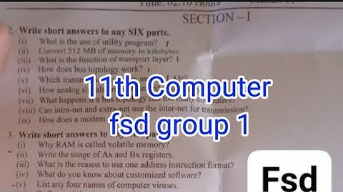 11th class computer fsd group 1 paper 2024 | 1st year computer first time paper 2024