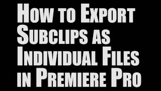 Batch Export Subclips as Individual Files