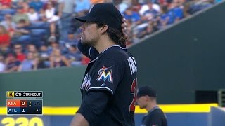 MIA@ATL: Eovaldi fans six over 6 2\/3 frames