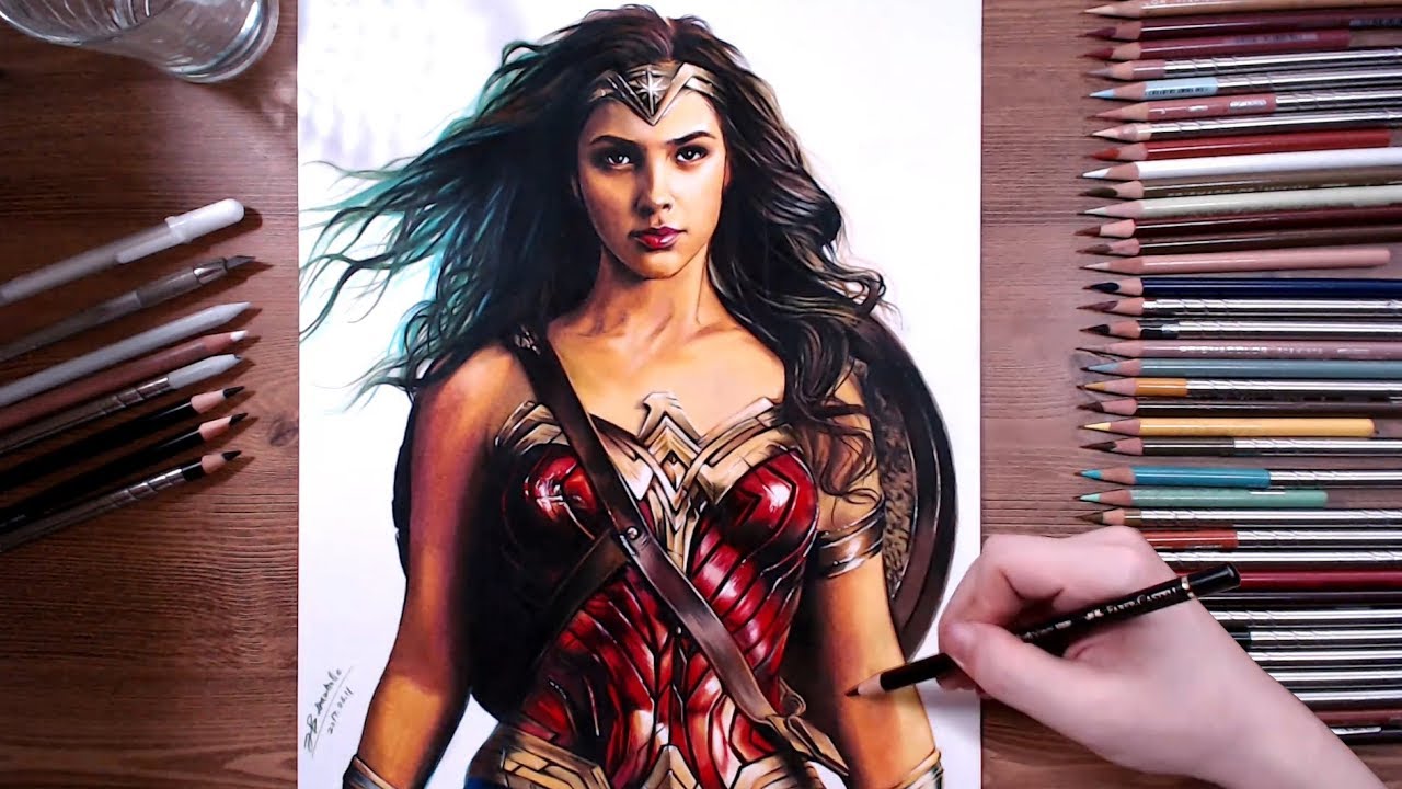 Drawing Wonder Woman (Gal Gadot) - speed drawing 
