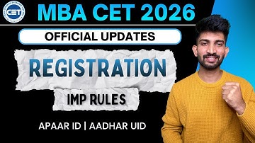 Mba Cet Registration Process Official Updates | Mba cet 2026 Official Registration Process Update