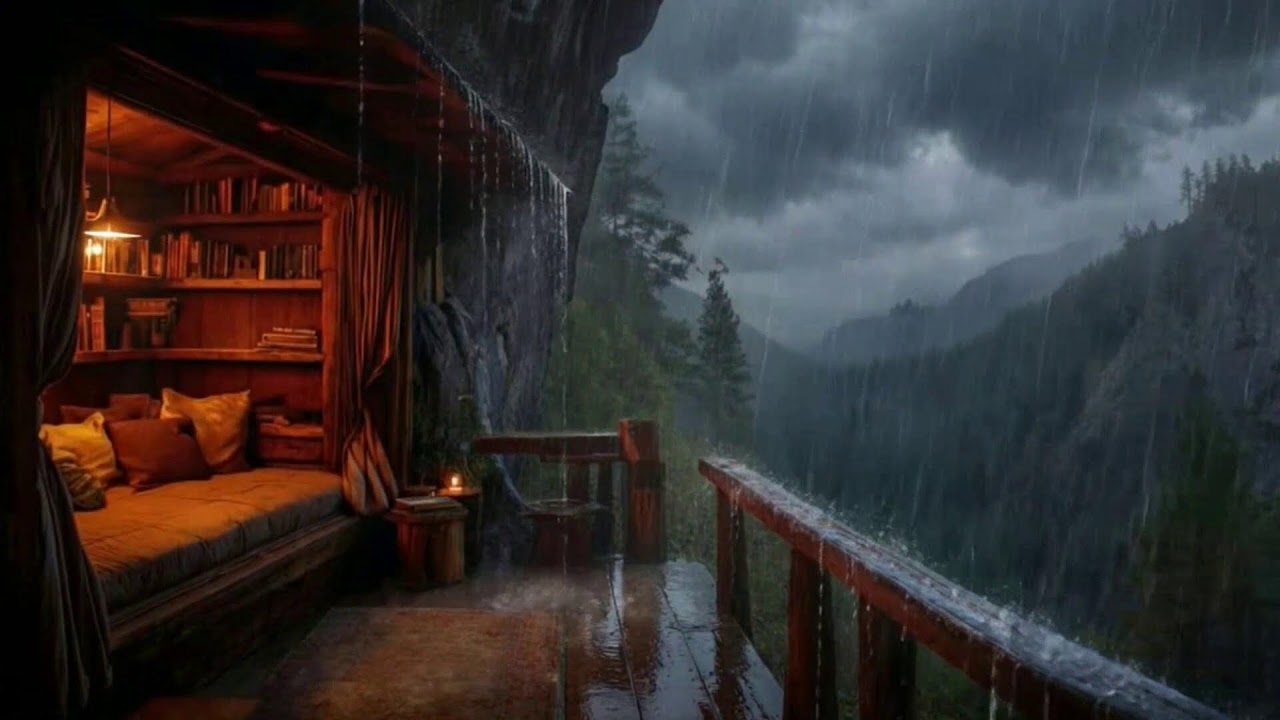 Best Rainfall at the Forest Cabin 🌲 Sleep Deeply with Rain Sounds & Thunderstorm