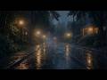 Light Rain Drizzle on Empty Street at Midnight | No Thunder, Pure Rain White Noise