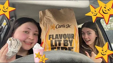 trying carls jr for the first time with my best fr...