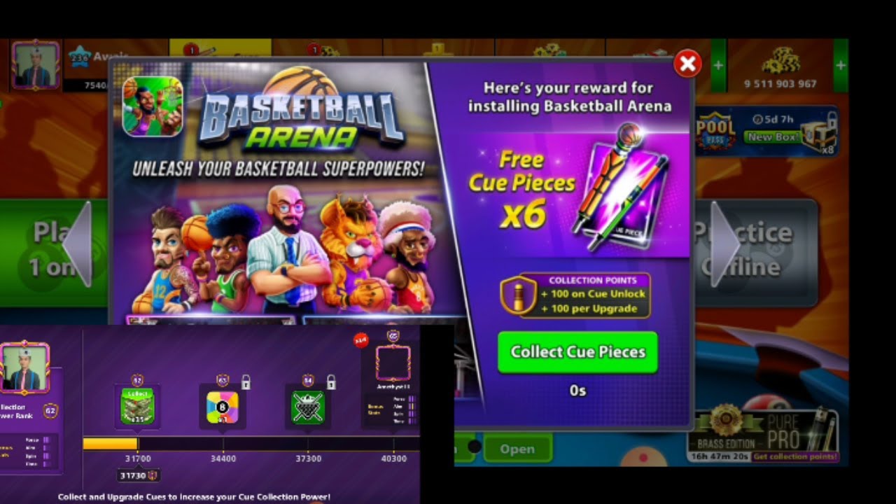 Free Level Max Cue .. Basketball Arena Cue And Road to Cue Collection Power 62 || Waiso Gaming