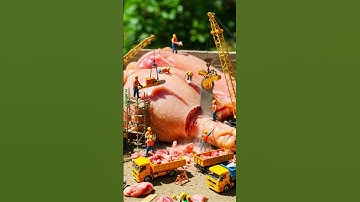 Mini Workers Cutting Giant Chicken 🍗 | Creative AI Animation