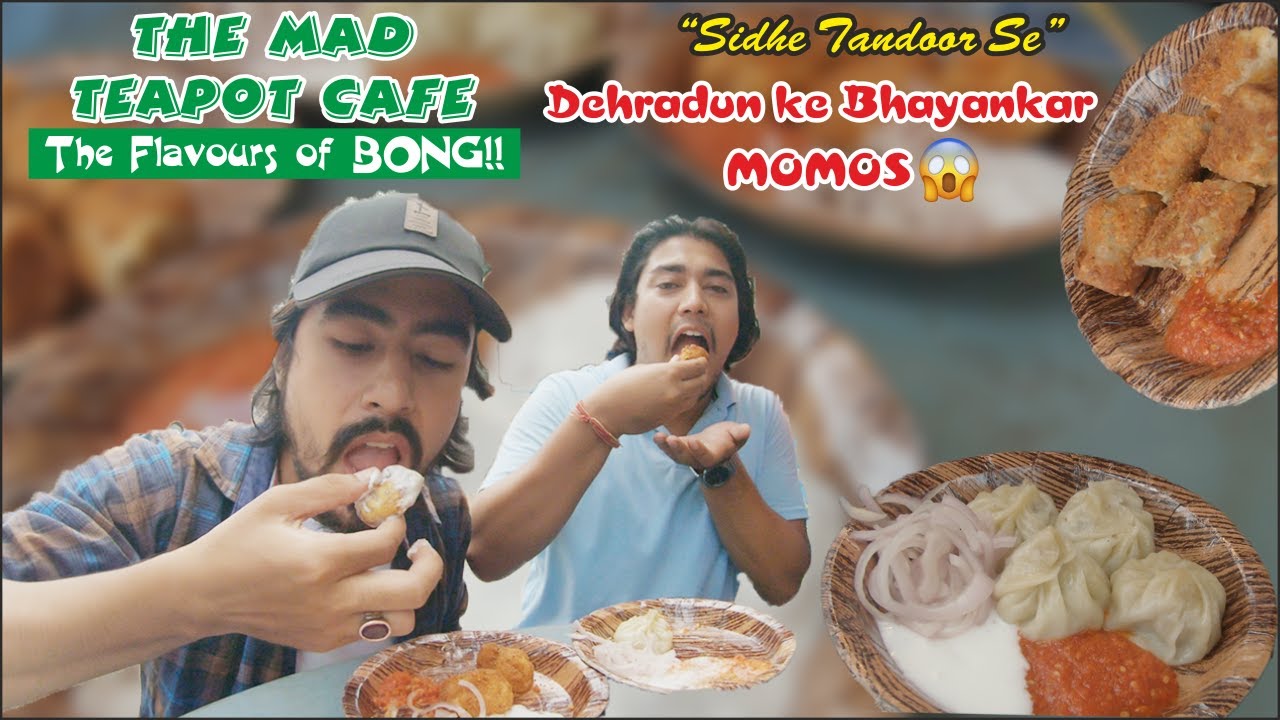 CRUNCHY TANDOORI AFGANI CHICKEN MOMOS AND VEG CRUNCHY ROLLS AT THE MAD TEAPOT CAFE / STREET