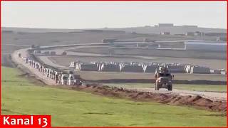 Download Lagu Large US military convoy departs base in northern Syria, heading towards Iraq MP3