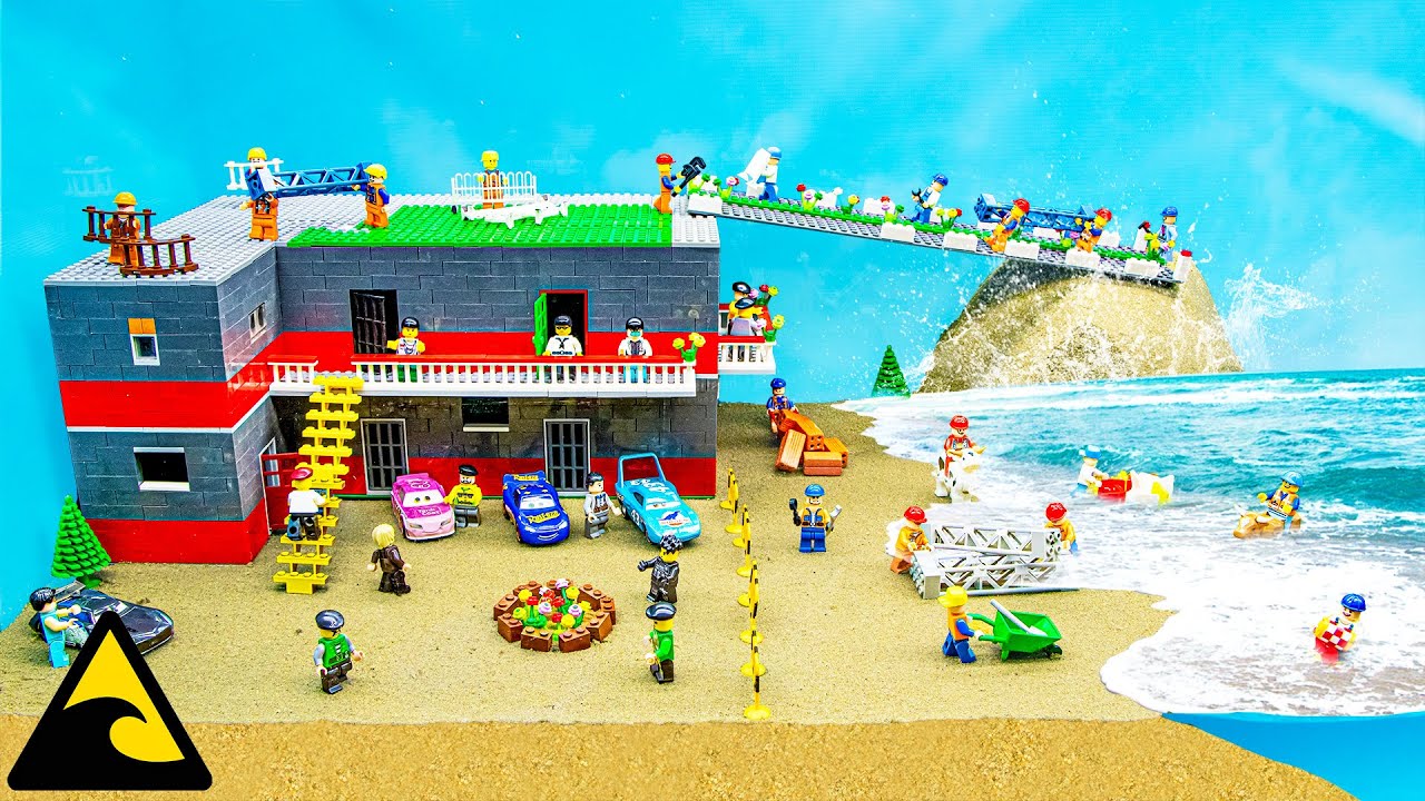 Flooding in Microscale LEGO City - Tsunami Dam Breach Experiment - Wave ...