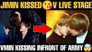 Why Jimin Kissed V On Live Stage Infront Of Army Bts Vmin Kiss Jimin And V Cute Moments