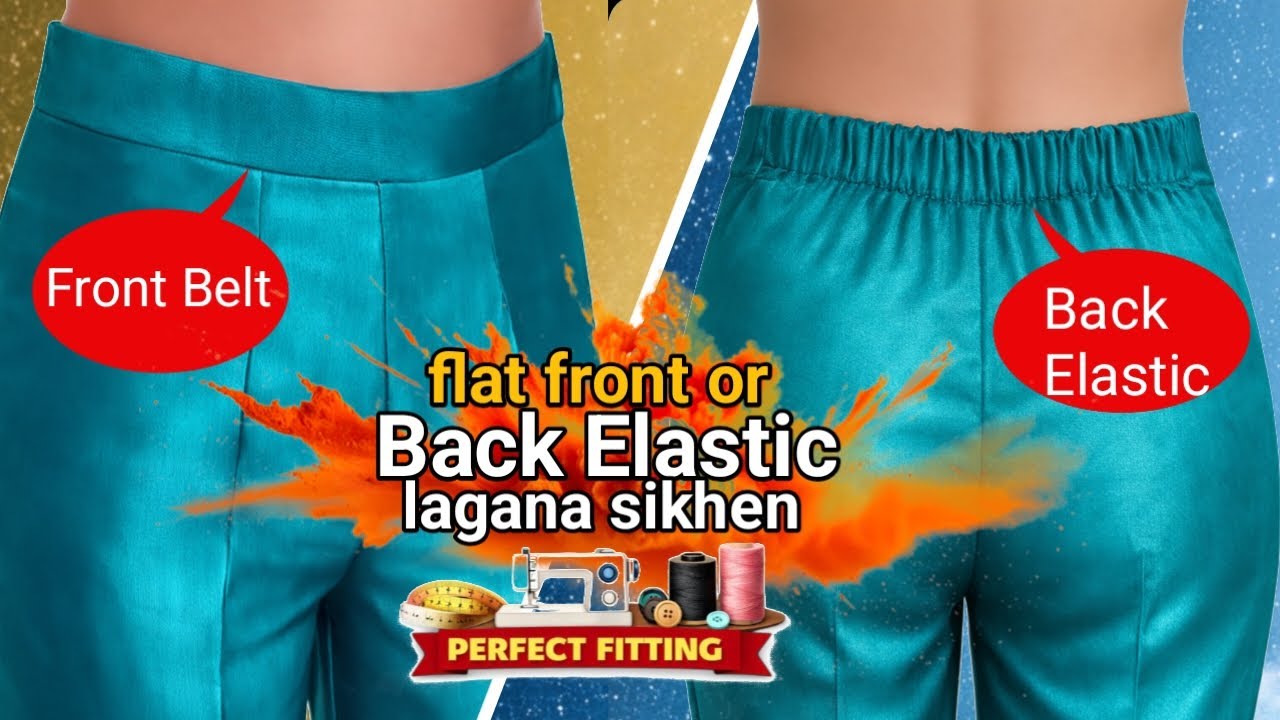 Pant plazo belt stitching with invisible elastic I LADIES PANT  #pantplazocutting #fashion #videos