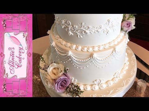Spring Wedding Cake - Lambeth Over Piping Tutorial