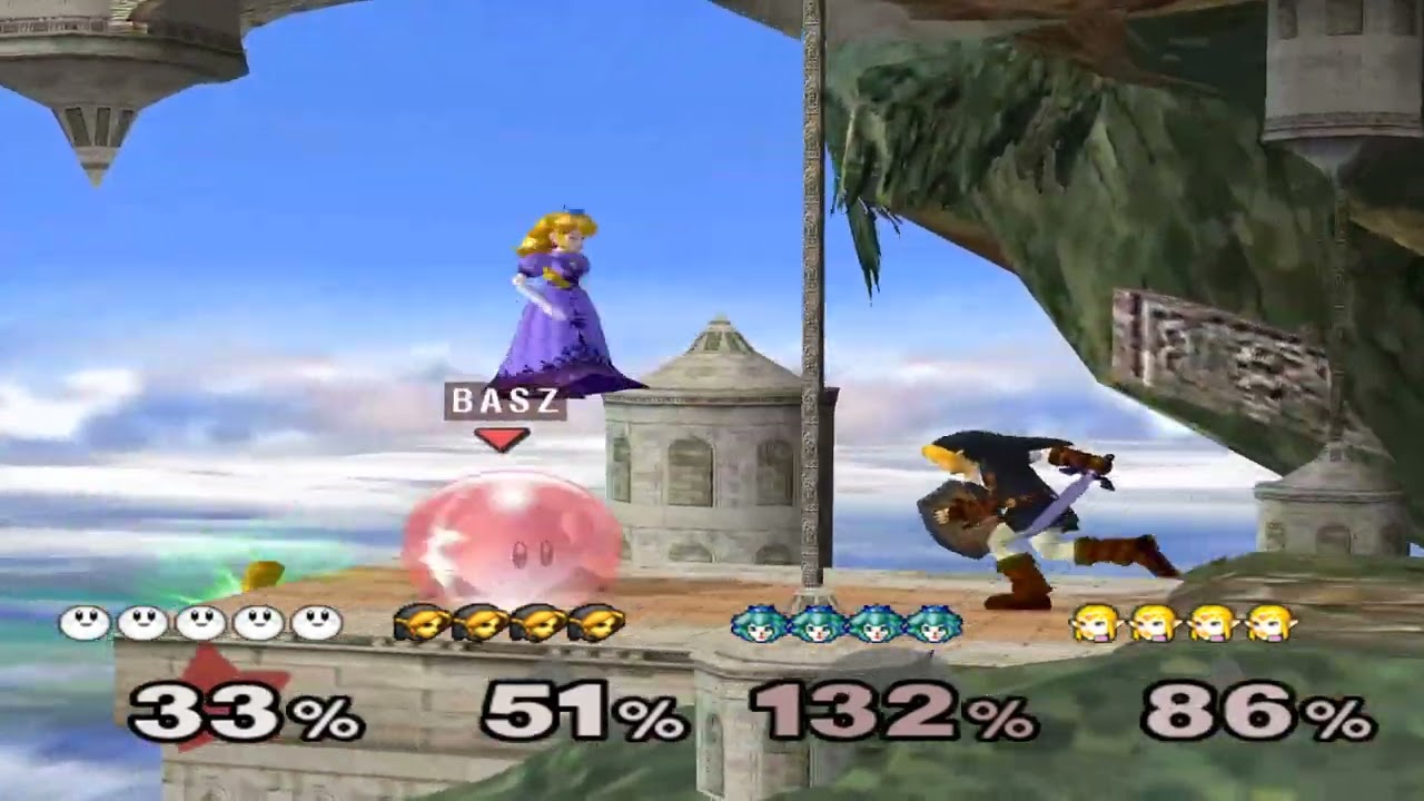 Super Smash Bros Melee (GCN) Special Request #47 - Kirby VS Link VS Peach VS Zelda