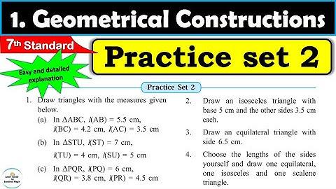 Practice set 2 Class 7 | Chapter 1 Geometrical Constructions | 7th standard | Maths | Mh State Board
