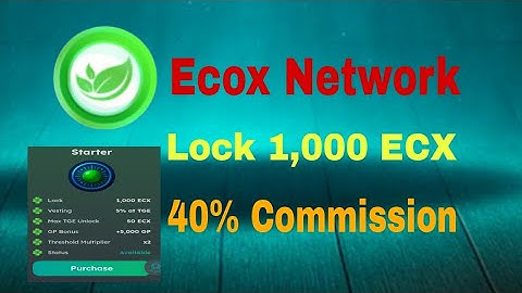 Ecox Network New Update Lock 1,000 ECX Token Receive 40% Commission
