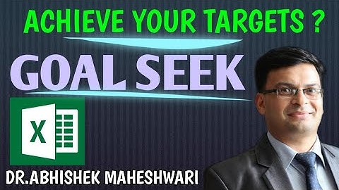 Goal Seek Function in Excel In Hindi I Dr Abhishek Maheshwari