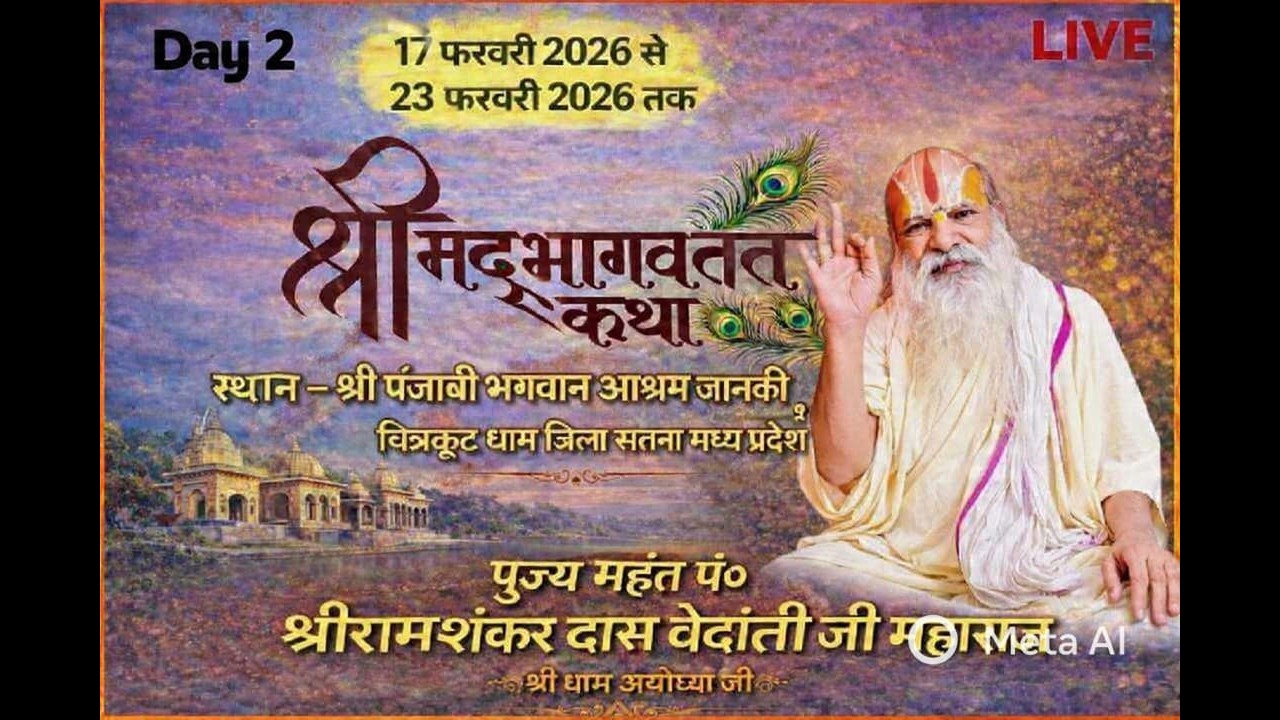 🔴DAY 02 श्री मद्भागवत | कथा महंत पं.श्रीरामशंकरदास वेदांती जी महाराज श्री जानकी कुण्ड चित्रकूट धाम