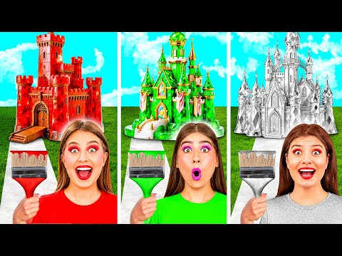 One Colored House Challenge Ruby vs Emerald vs Diamond | Funny Moments