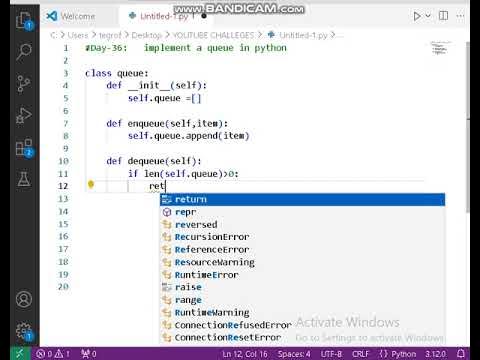 Day 36: Python Queue Tutorial | Implementing Queue in Python - YouTube