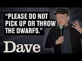 Will robbins rules for stagdo dwarf hire  rosie joness disability comedy extravaganza  dave