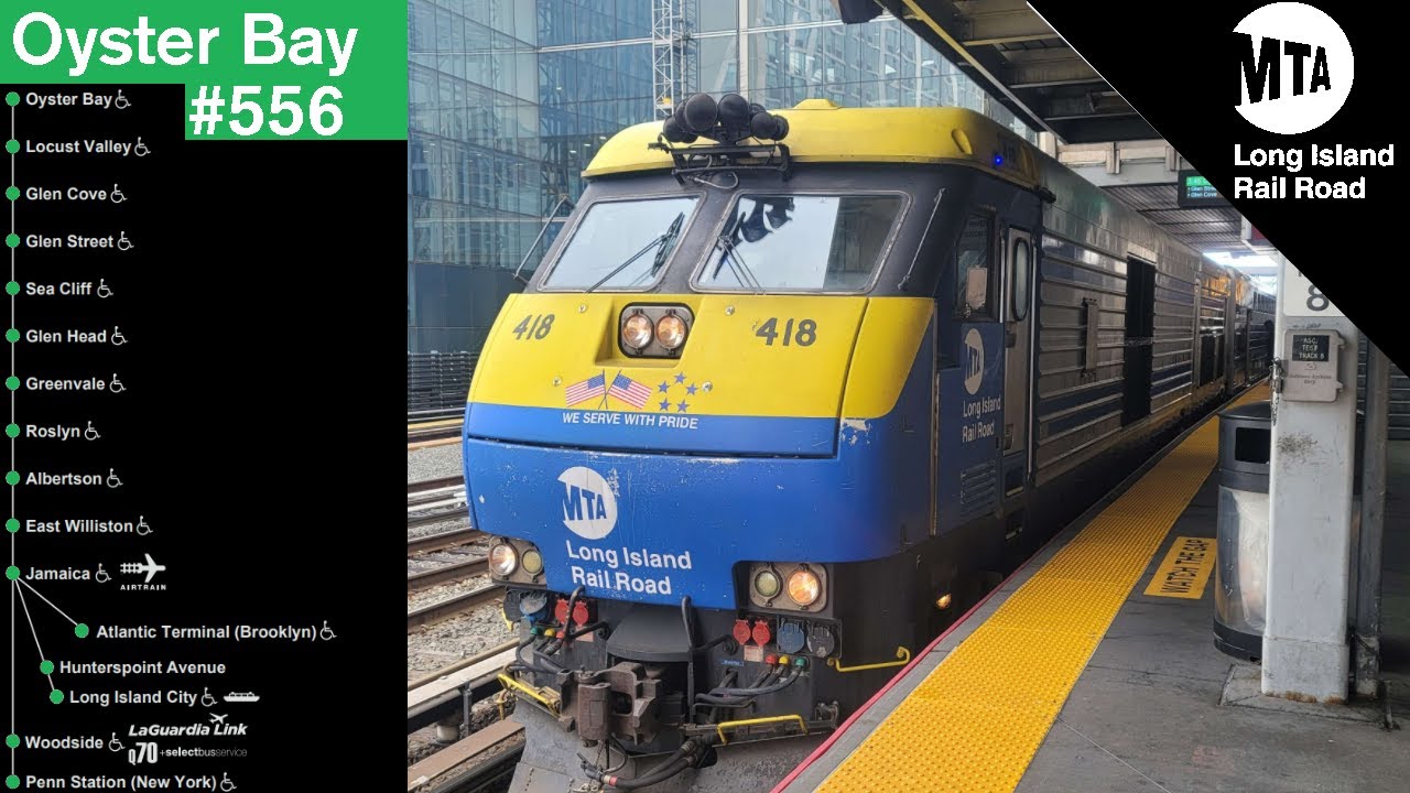 「LIRR」Oyster Bay Train 556 Oyster Bay bound 4 car DE30AC departing