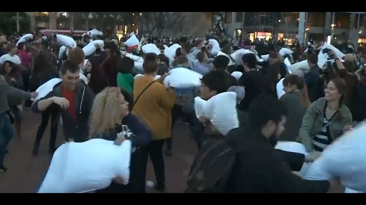 VALENTINE TRADITION Hundreds Take Part In Annual San Francisco Pillow