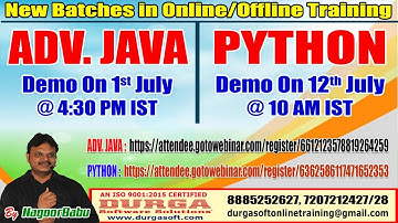 New Batches in Online Training @ DURGASOFT