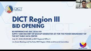 Bid Opening|BAC-2026-018|SUPPLY AND DELIVERY OF BACKUP GENERATOR SET - DICT SUBIC DATA CENTER