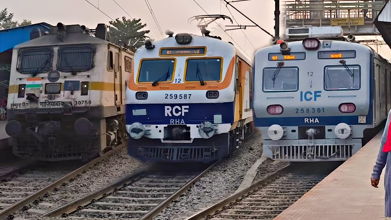 Different AC & Non AC EMU locals + Express + MEMU spotted at Shyamnagar 