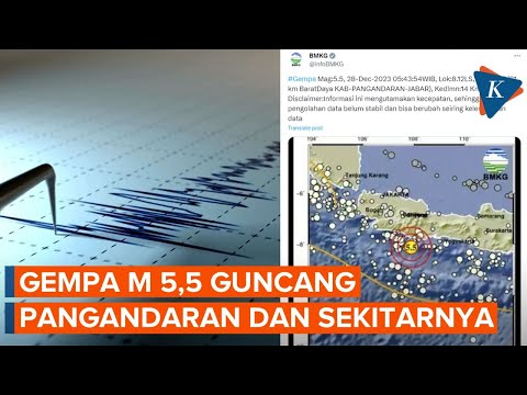 Pangandaran Diguncang Gempa M 5,5, Kedalaman 14 Km dan Terasa Sampai Sukabumi