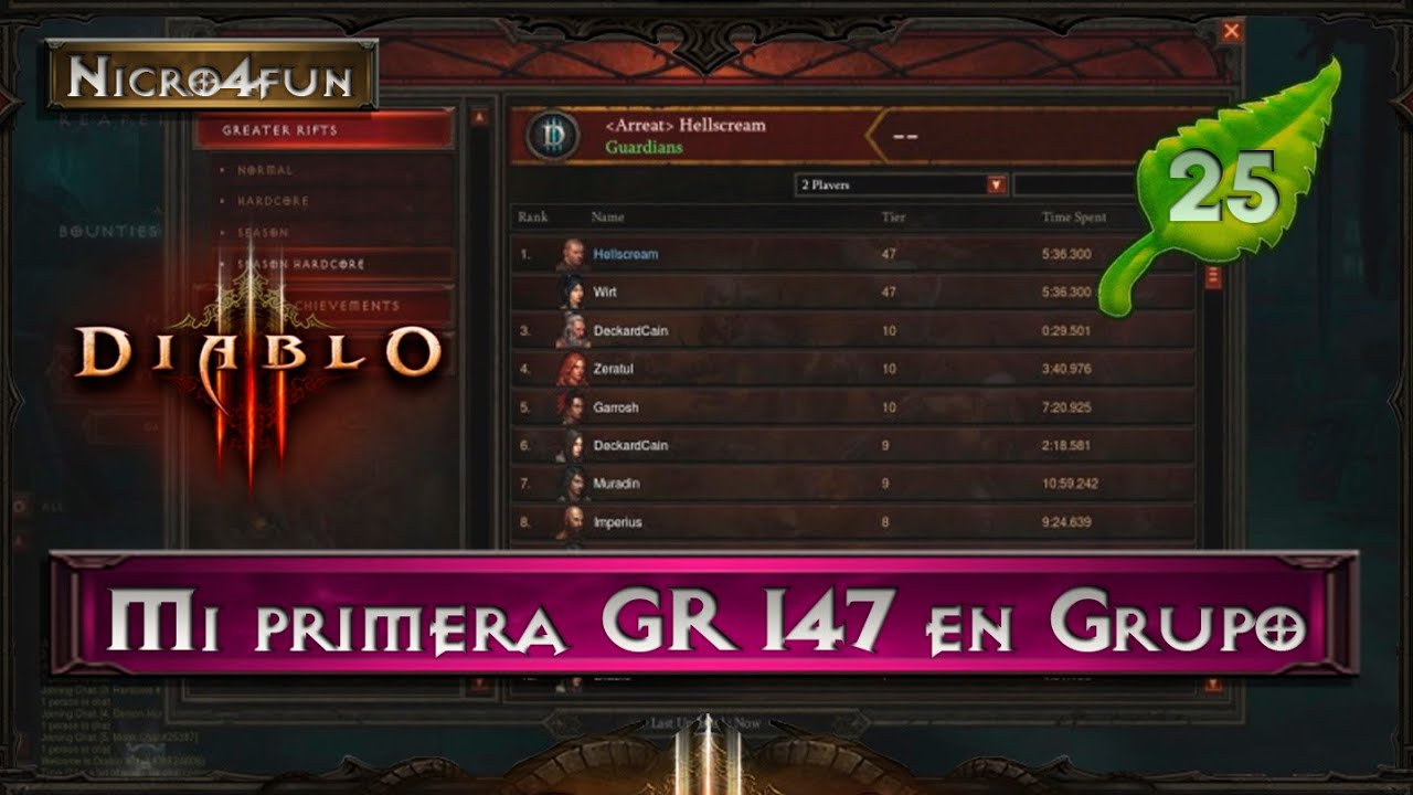 Diablo 3 RoS - Mi primera GR 147 en grupo - Monk Inna Carry [S25 2.7.2]
