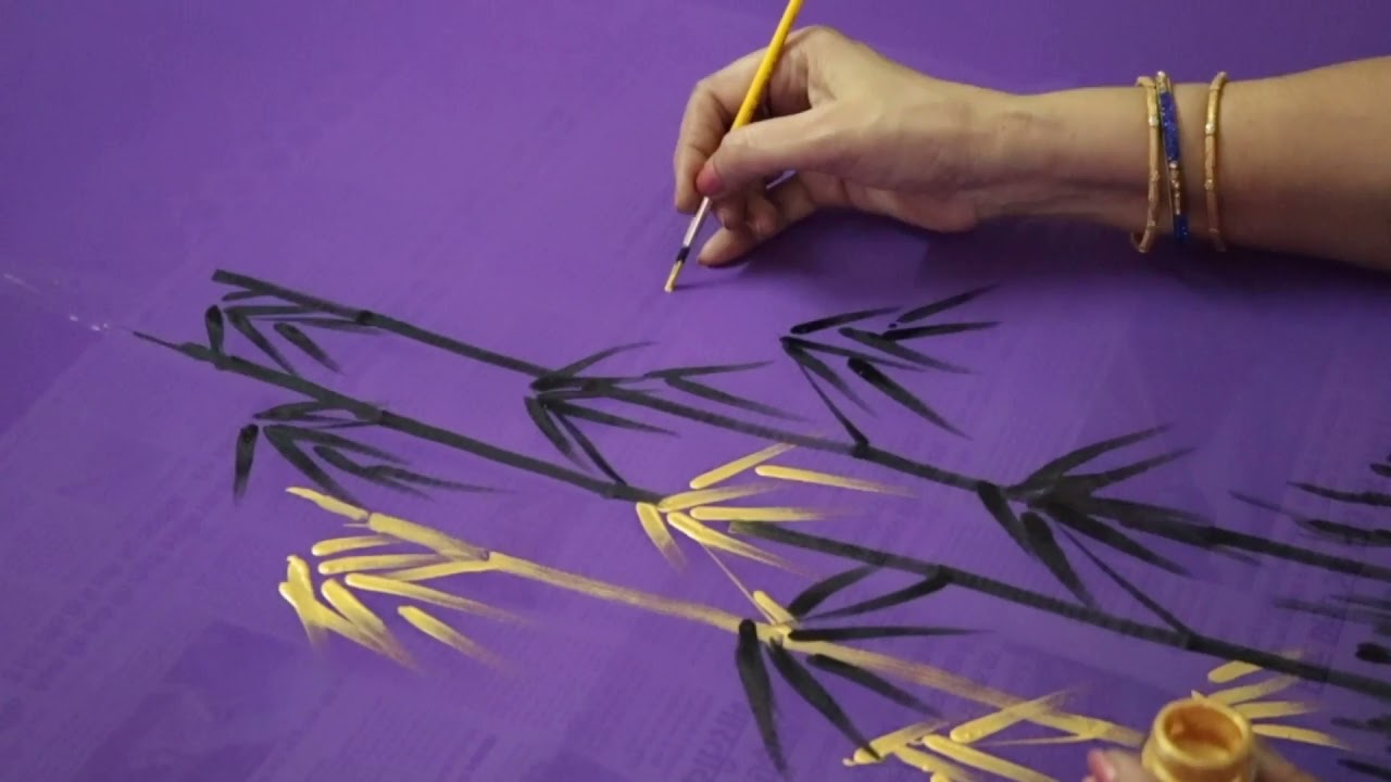 PAINT BAMBOO ON SAREES EASILY || Fabric painting-42 || J.L.Praphulla