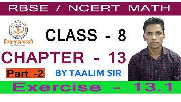Class 8 Math Chapter 13 Exercise 13.1 (Part 2) By Taalim Sir Vidhya Bal Bharti Of Group
