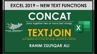 Excel 2019 - New Text Functions - CONCAT and TEXTJOIN