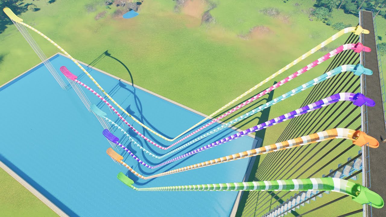 Shortest To Longest Ramp Of Return Inner Tube Water Slide - Planet Coaster 2