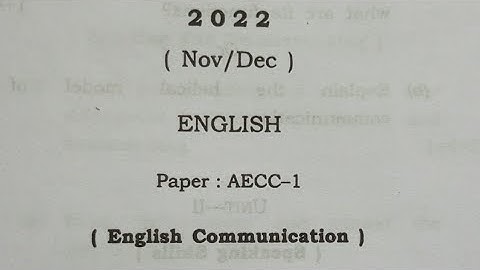 English Communication (AECC1) Question paper of CBCS Degree examination of all universities of India