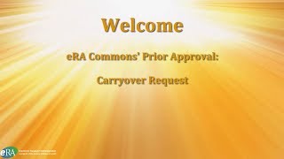 Prior Approval: Carryover Request