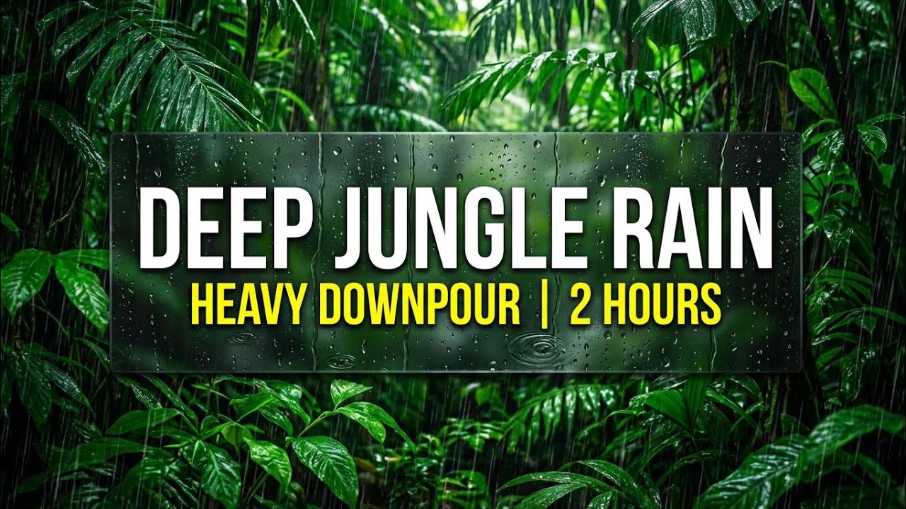 Jungle Rain on Big Leaves | Heavy Storm in Amazon Rainforest | Sleep & Study