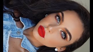 FULL FACE DRUGSTORE MAKEUP TUTORIAL! CUT CREASE!