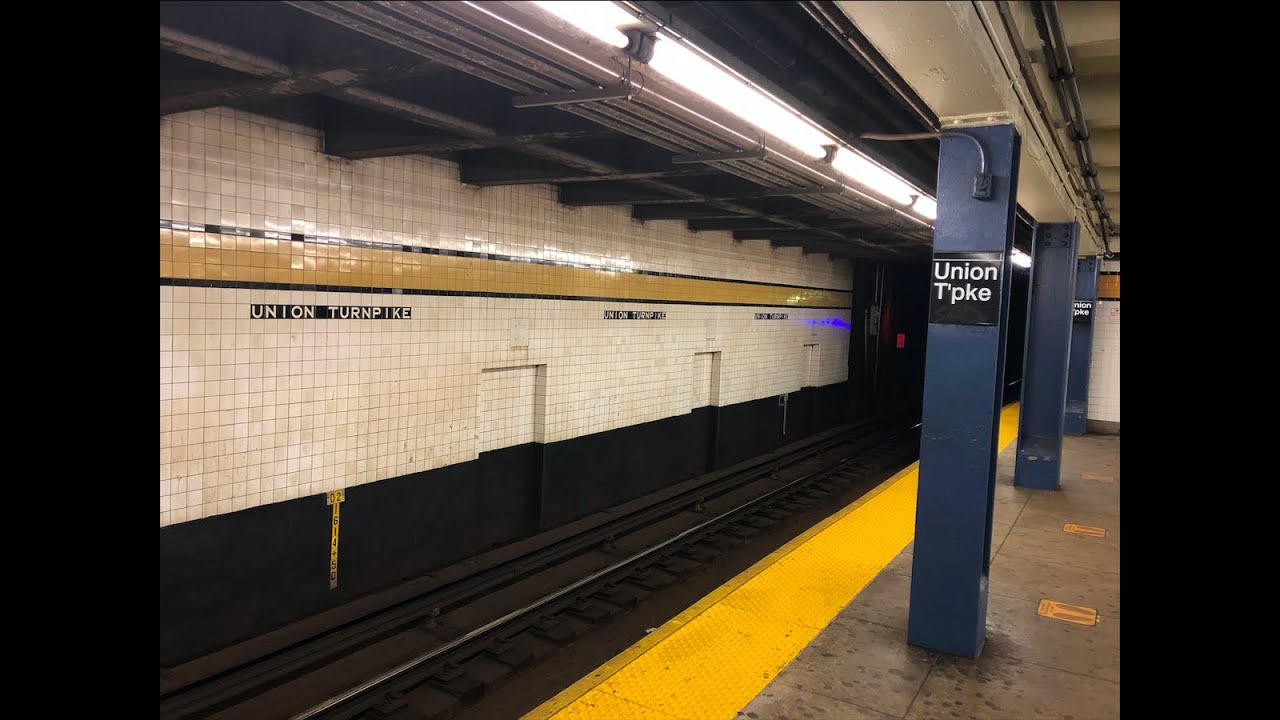 MTA R160 (E) & (F) Train Action At Kew GardensUnion Turnpike Station