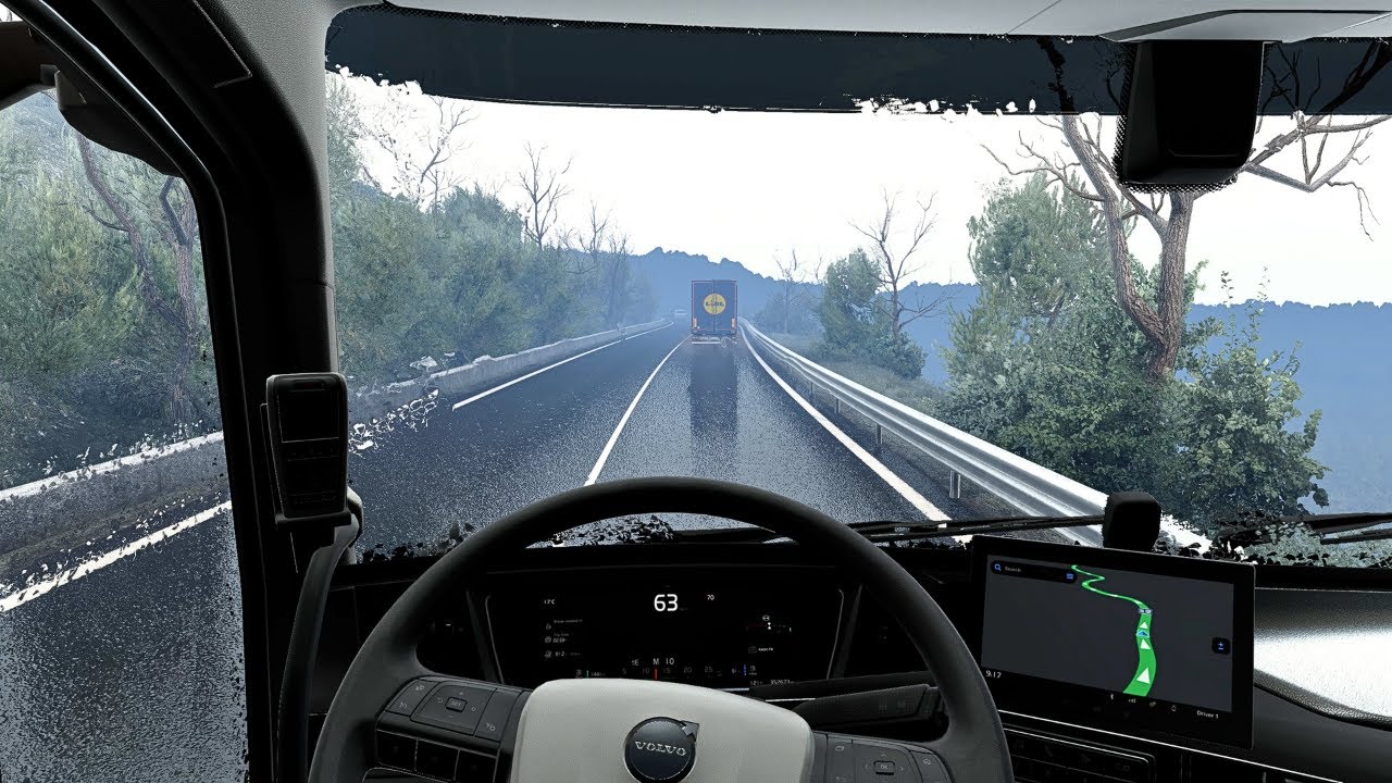 ETS2 1.57 |   Rainy Sardinia, Italy Roads | Volvo FH16 | Realistic Wheel Gameplay [4K]