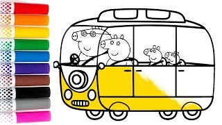 Drawing Coloring Pages for kids Piggy Family Bus Piggy Art for Kids