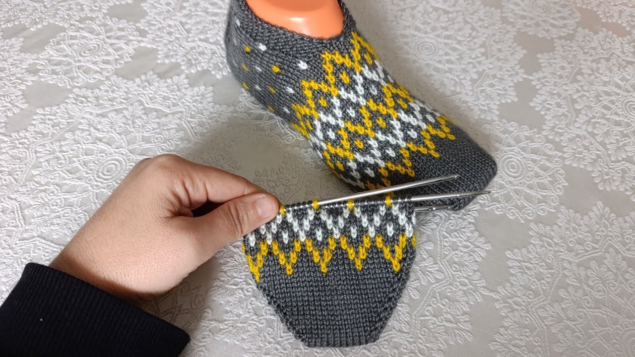 💥Kilim desenli beşşiş patik yapılışı ✅#knitting #keşfet #crochet #handmade #diy #beşşişpatik #örgü 