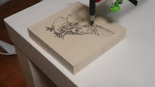 DrawBot v1.1 - ChipCarving owl pattern 4x4x1 basswood