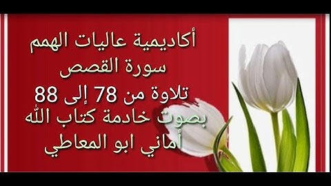 سورة  القصص :  التلاوة  للآيات من 78 الى 88 ( التلاوة برواية حفص)